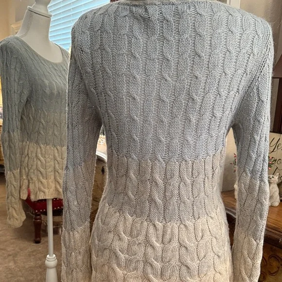 Sparrow Women's Cable Knit Sweater - Blue and Cream - Picture 5 of 13
